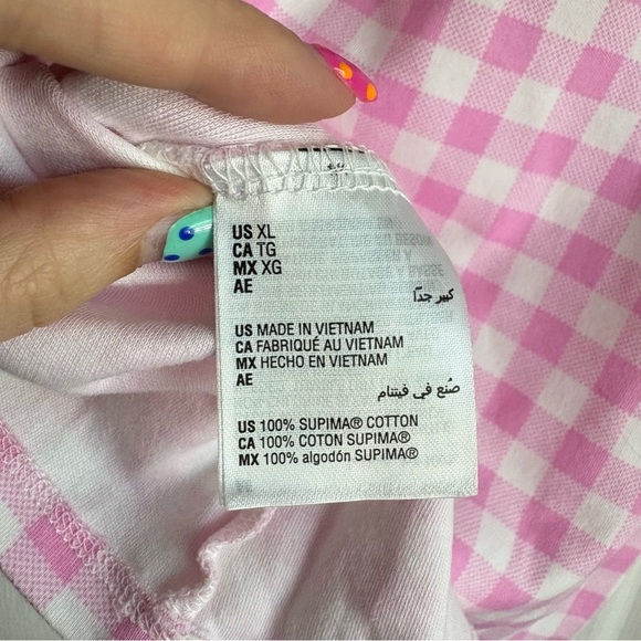 Pink and Yellow Gingham Charter Club Short Sleeve T-shirt - Size XL - Picture 5 of 6